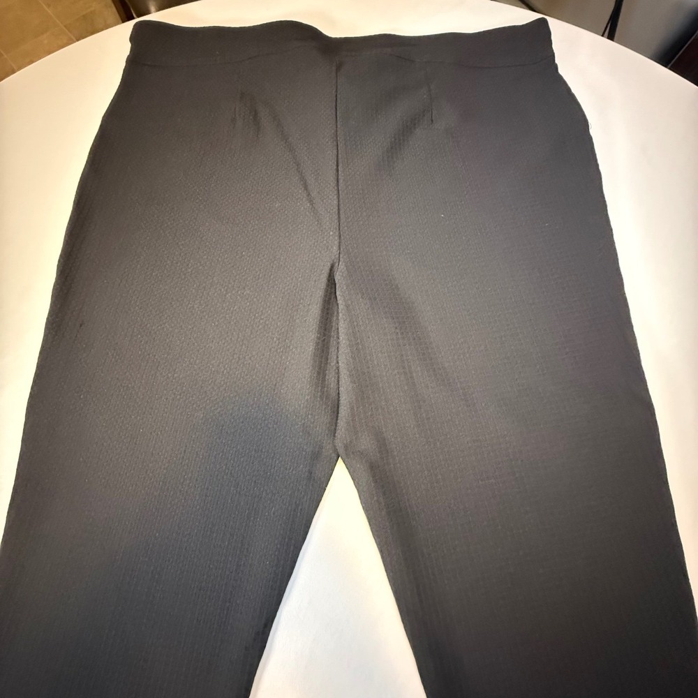 Maurices Womens Black Textured Pull On Dress Pants Straight Leg Cropped Ankle - Picture 5 of 13